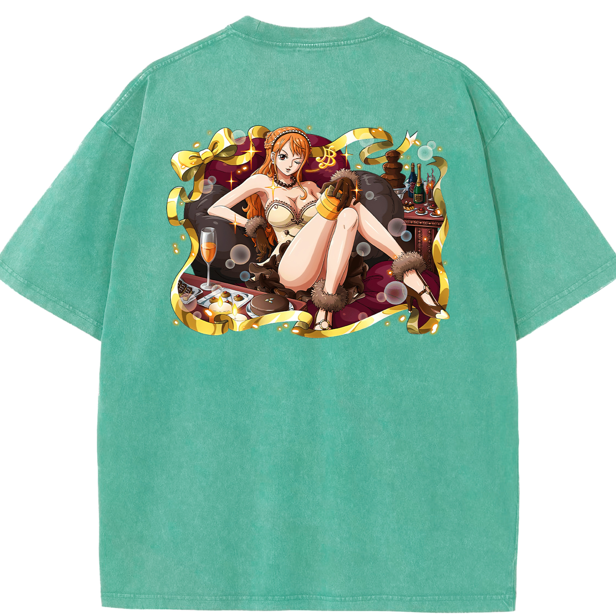 ワンピース ナミ ONE PIECE Nami 綿100% ヴィンテージ風 半袖Tシャツ（背面プリント）